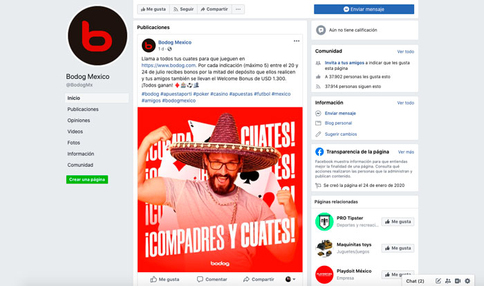 Apuestas Bodog Mexico Bono Redes Sociales Facebook
