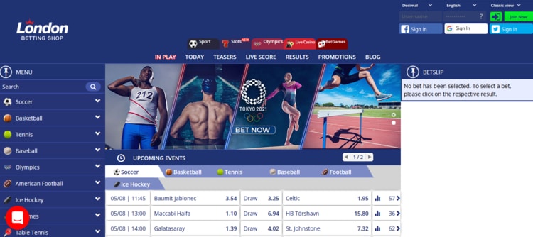 Así luce la plataforma de London Betting Shop México