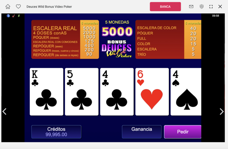 Video Poker en Vivo Spin Casino