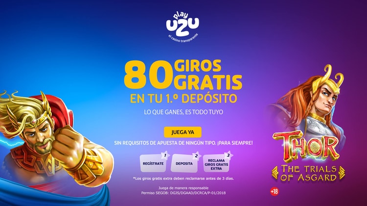 bono de bienvenida PlayUZU 80 giros gratis